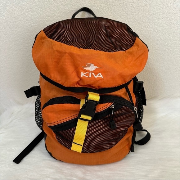 Kiva Orange Black Packable Travel Hiking Camping Backpack - Picture 3 of 14